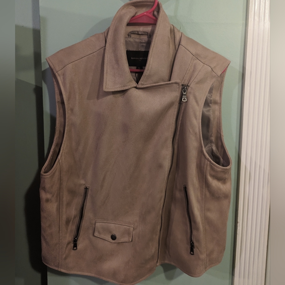🔥NWT:🔥XL Banana Republic Cream Suede Formal For Winter Vest